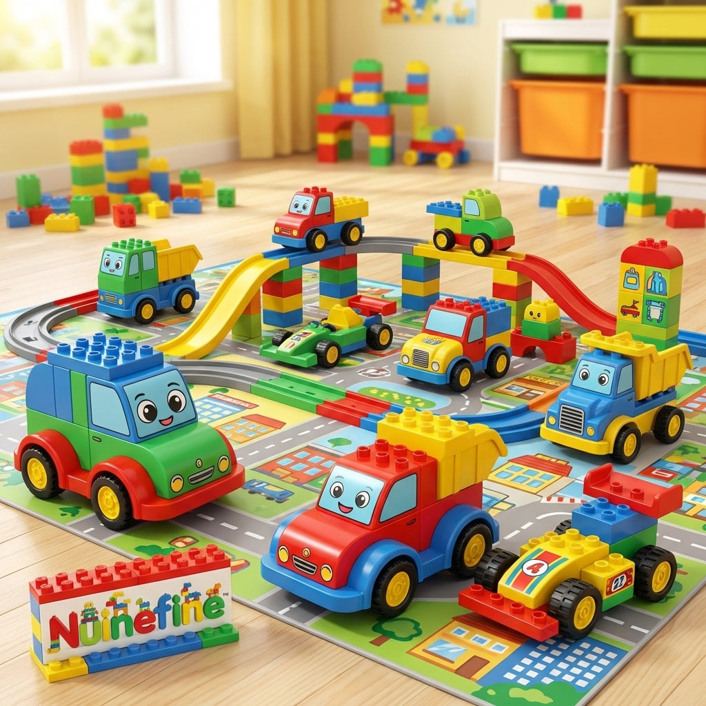 🚗 Nuinefine™ Build & Roll Adventure City Set